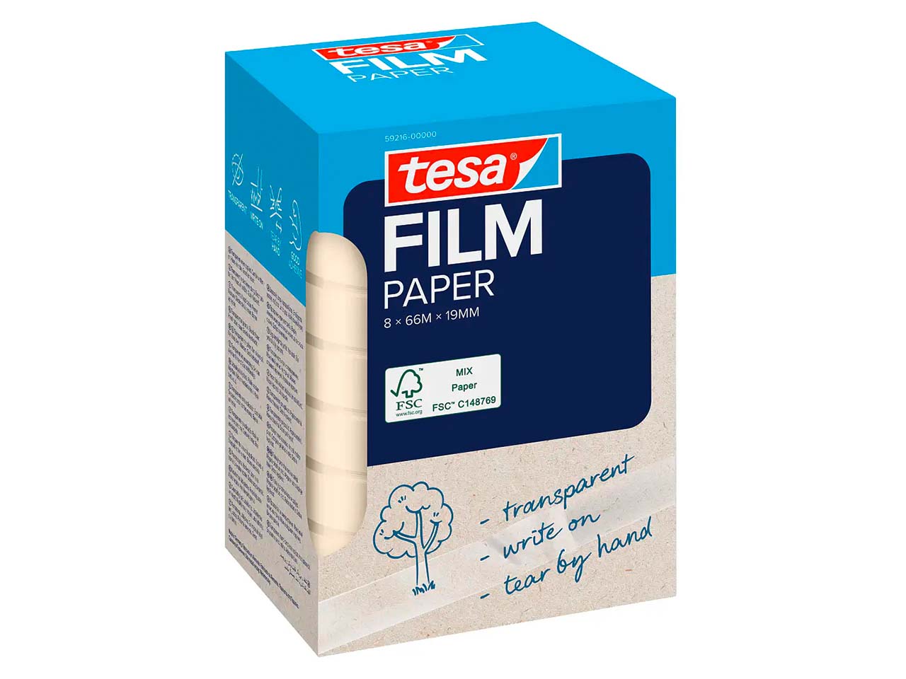 tesafilm Papier-Klebeband "Paper" 19 mm x 66 m, 8 Rollen