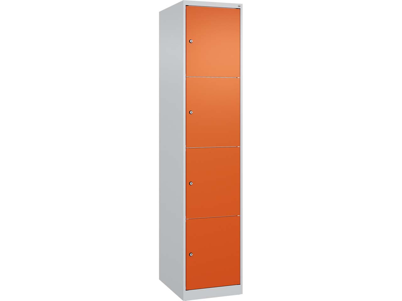 C+P Schließfachschrank Classic PLUS, 4 Fächer, 1850x400x500mm, Lichtgrau/Reinorange