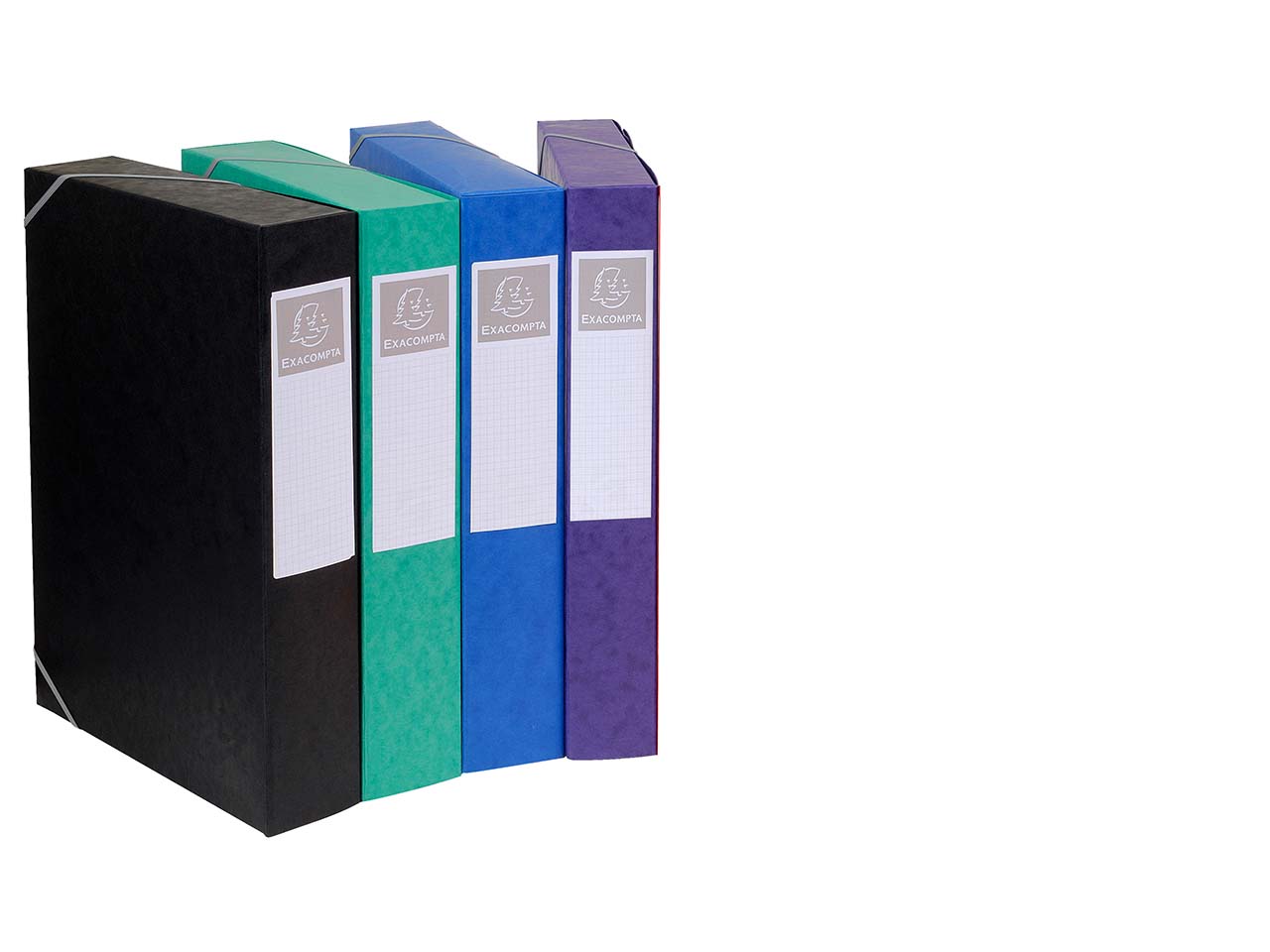 10 Exacompta Archivboxen aus Colorspan-Karton, 600 g/m², DIN A4, sortiert, RB 60 mm