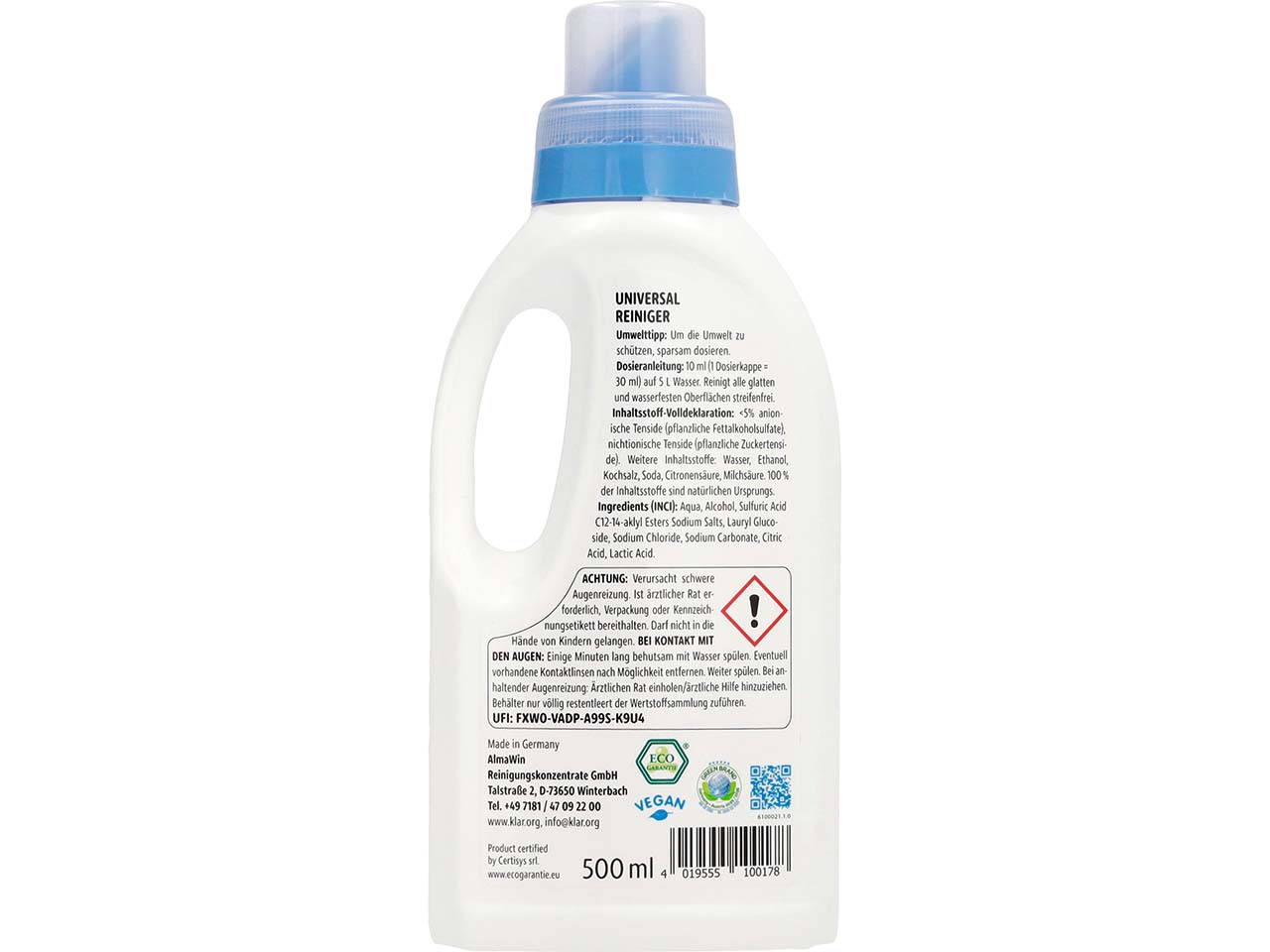 Klar Universalreiniger "Sensitive" ohne Duft 500 ml