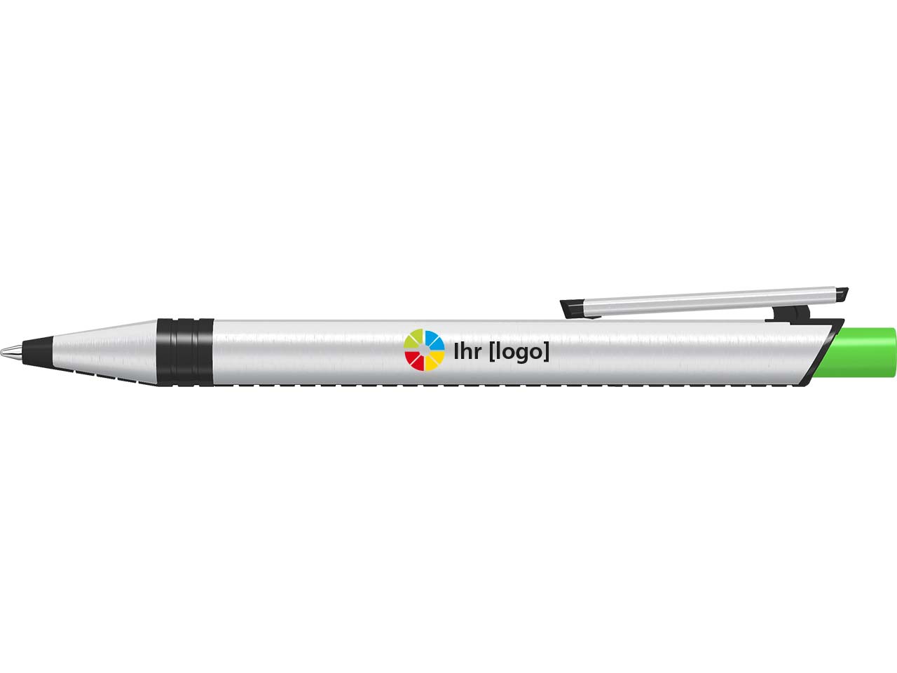 uma Kugelschreiber "recycelt PET PEN ALUMA" mit farbigem Drücker, mittelgrün