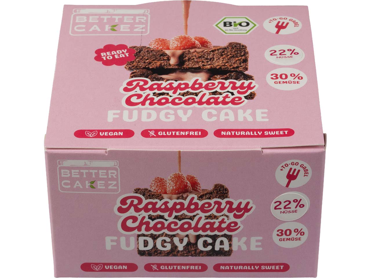 Better Cakez Bio-Kuchen "Raspberry Choc. Fudgy Cake" vegan, im Snack-Glas