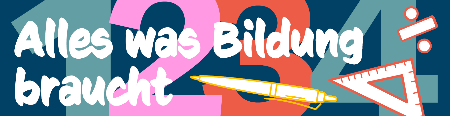 Buntes Werbebanner für Schul- oder Uniartikel