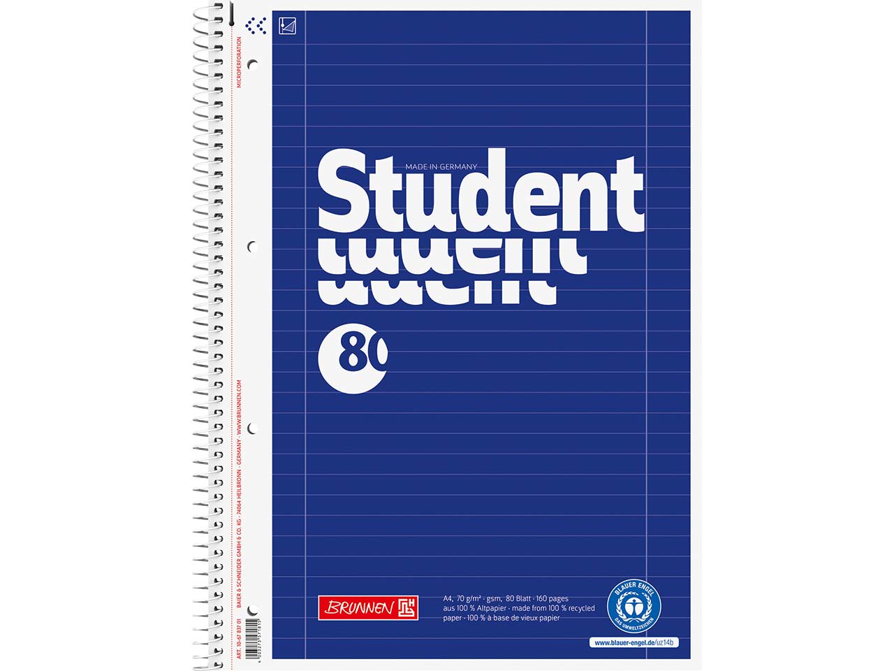 BRUNNEN Collegeblock DIN A4, Lineatur 27, 80 Blatt