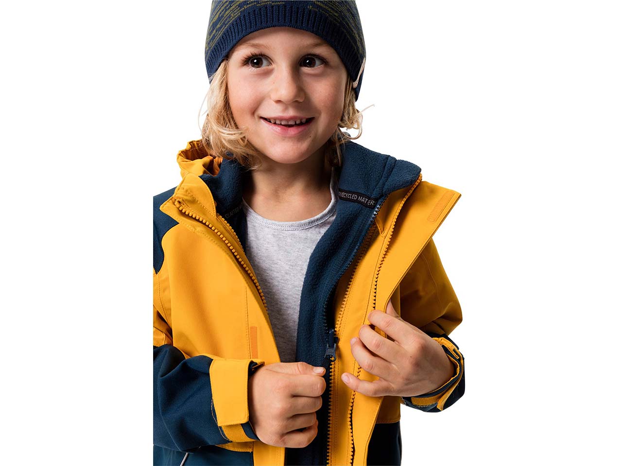 VAUDE Bio-Kinder-Fleecejacke "Pulex II" mit Kinnschutz, dark sea, Gr. 98