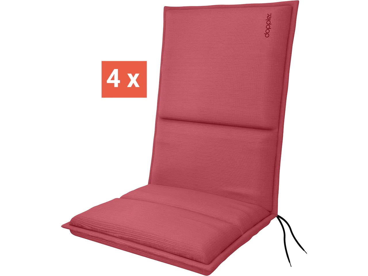 doppler Auflage "CITY" Midi, 4er-Pack, 110x48x6 cm, Polyester, himbeer