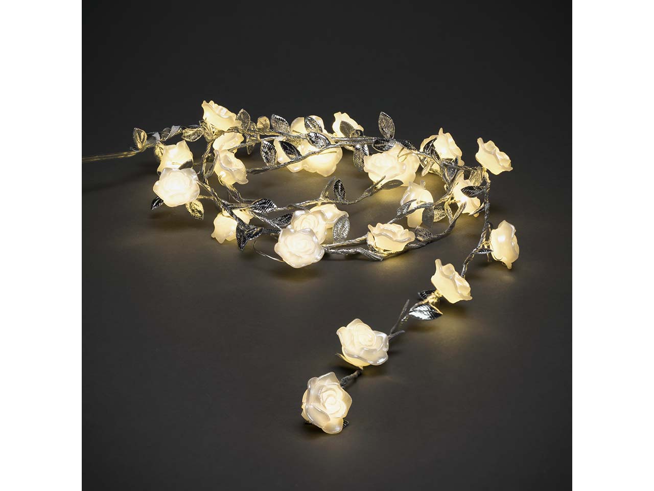 Konstsmide LED-Lichterkette mit Dekoblättern, 6h Timer, 25 Dioden warmweiß