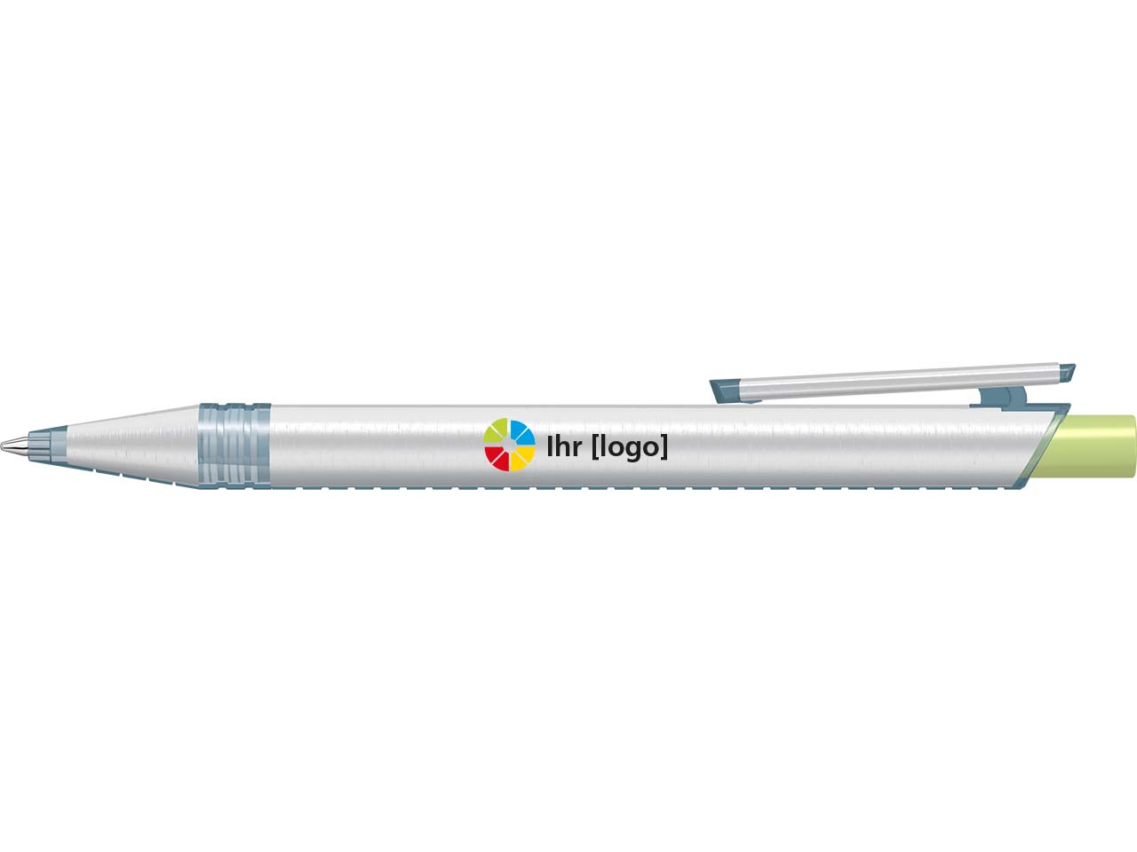 uma Kugelschreiber "recycelt PET PEN ALUMA" mit transparent farbigem Drücker, hellgrün