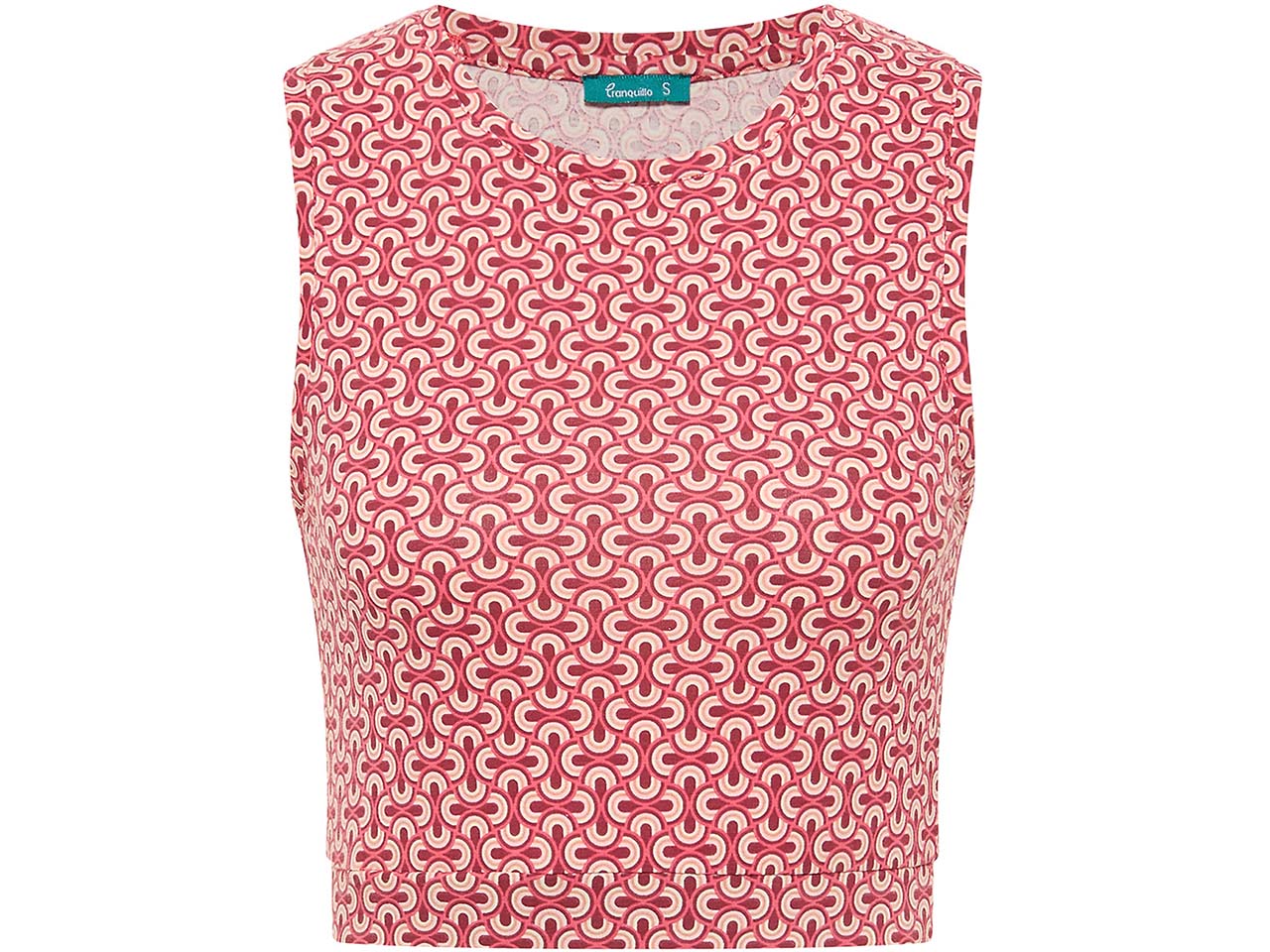 tranquillo Bio-Damen-Jersey-Crop-Top mit Rundhalsausschnitt, waves, Gr. M