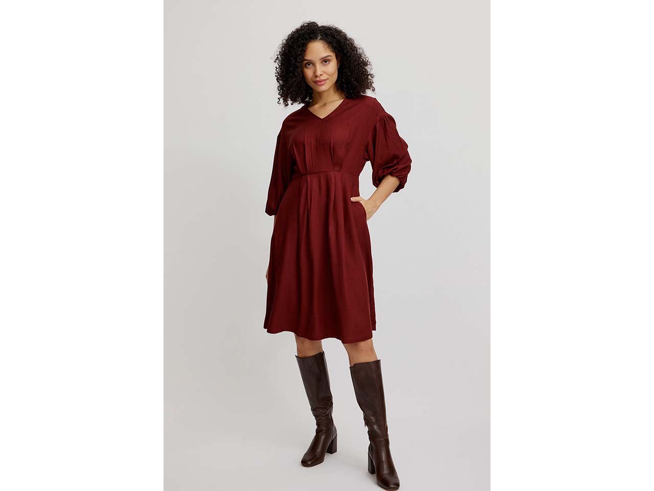 tranquillo Damen-Midi-Kleid mit Seitentaschen, fired brick, Gr. 40