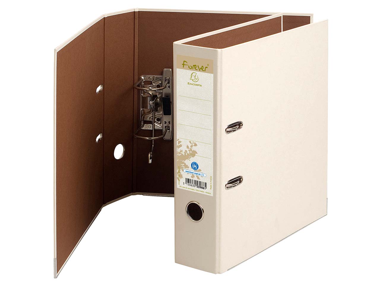 10 Exacompta Ordner "Forever" mit Prem'Touch-Mechanik, DIN A4, elfenbein, RB 80 mm