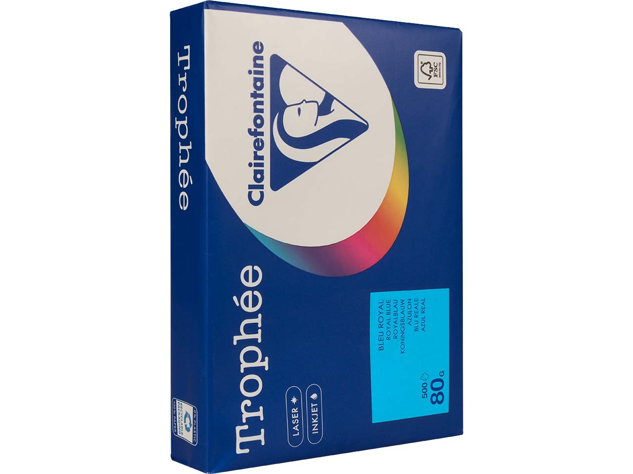 500 Blatt Clairfontaine Farbiges Kopierpapier "Trophee" 80 g/m², DIN A4, royalblau