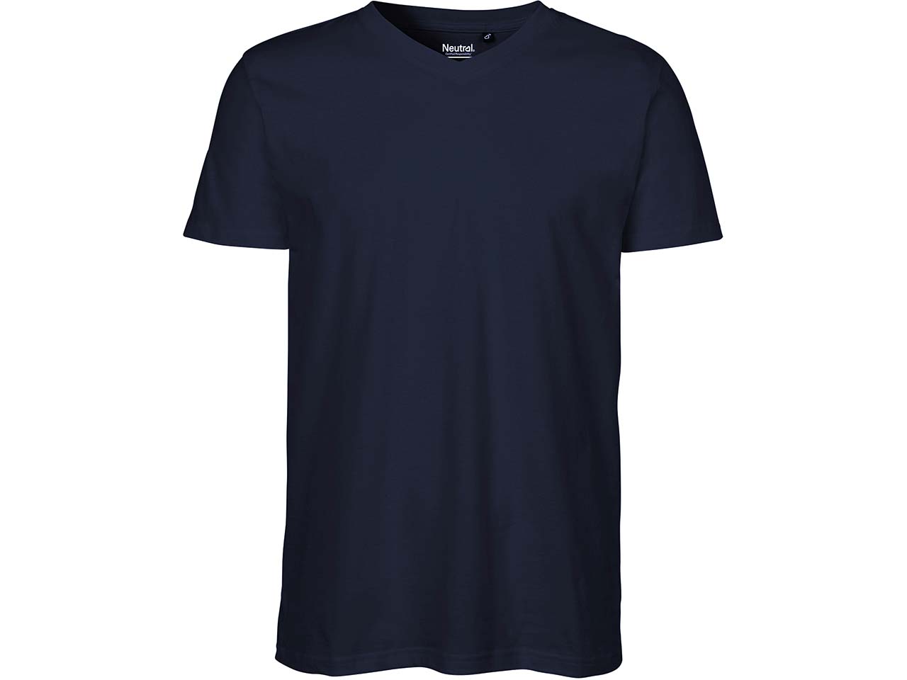 Neutral Bio-Herren-T-Shirt mit V-Ausschnitt, navy, Gr. L