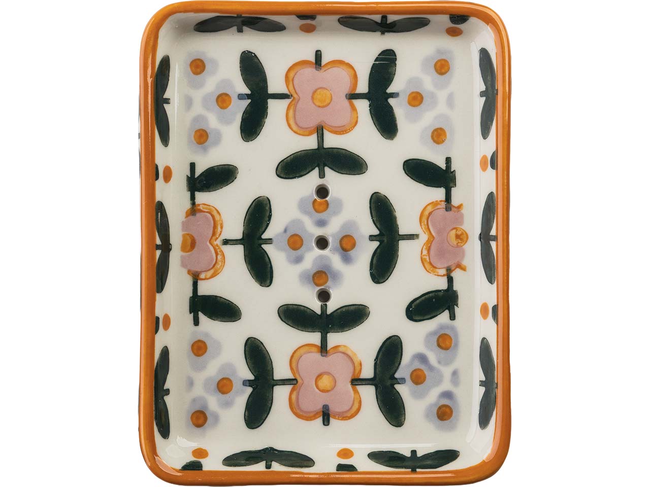 tranquillo Seifenschale "FLORUNA" aus Steinzeug, 13 x 10 x 2 cm, orange/creme