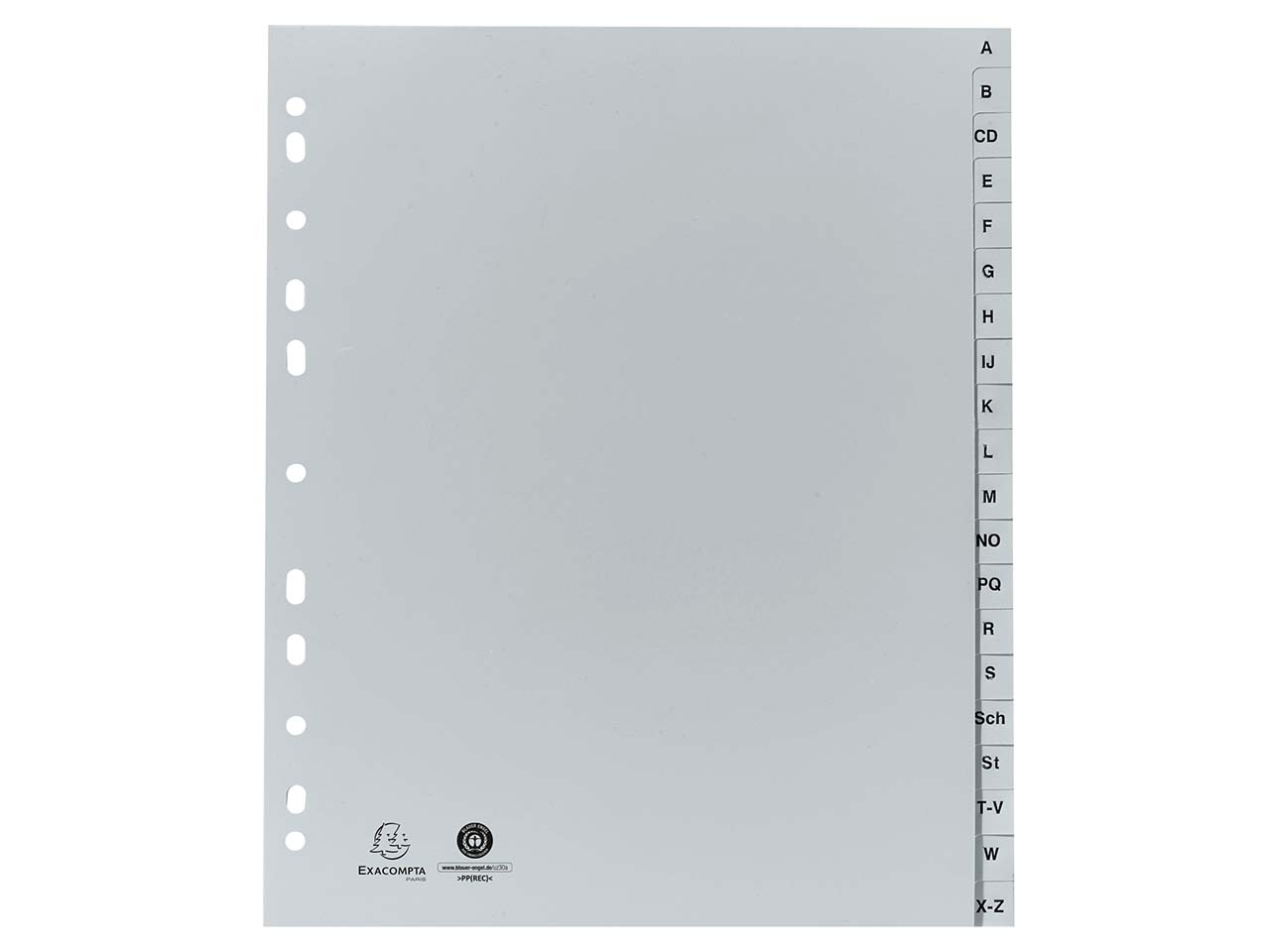 25 Exacompta Register, 20 Taben A-Z, 120 µ, DIN A4 Maxi, grau