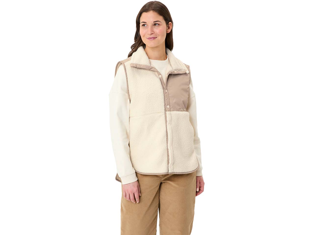 VAUDE Damen-Fleece-Weste 'Najun' mit seitlichen Schlitzen, ecru, Gr. 42