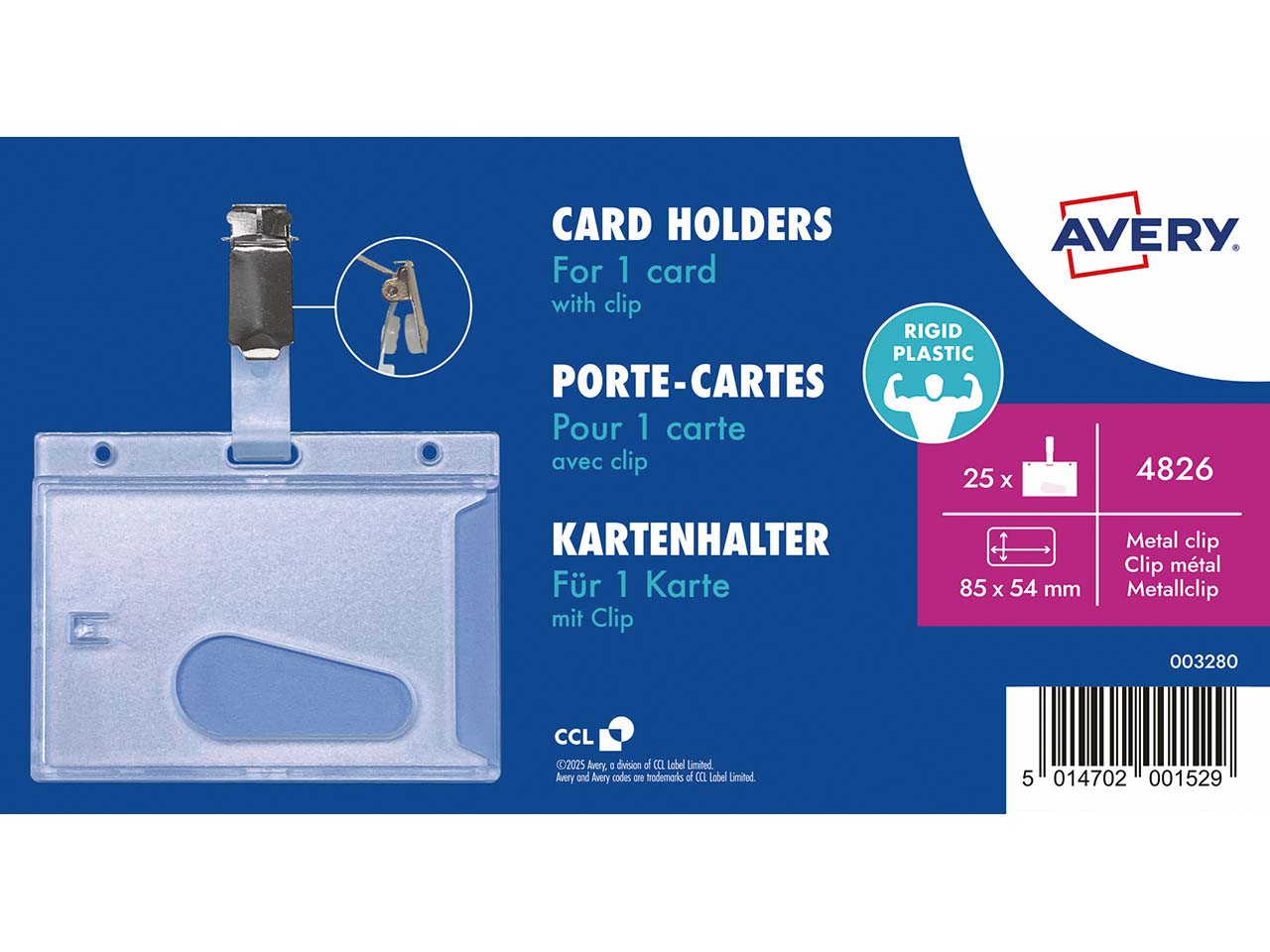Avery Zweckform 25 Kartenhalter mit Clip, 85 x 54 mm