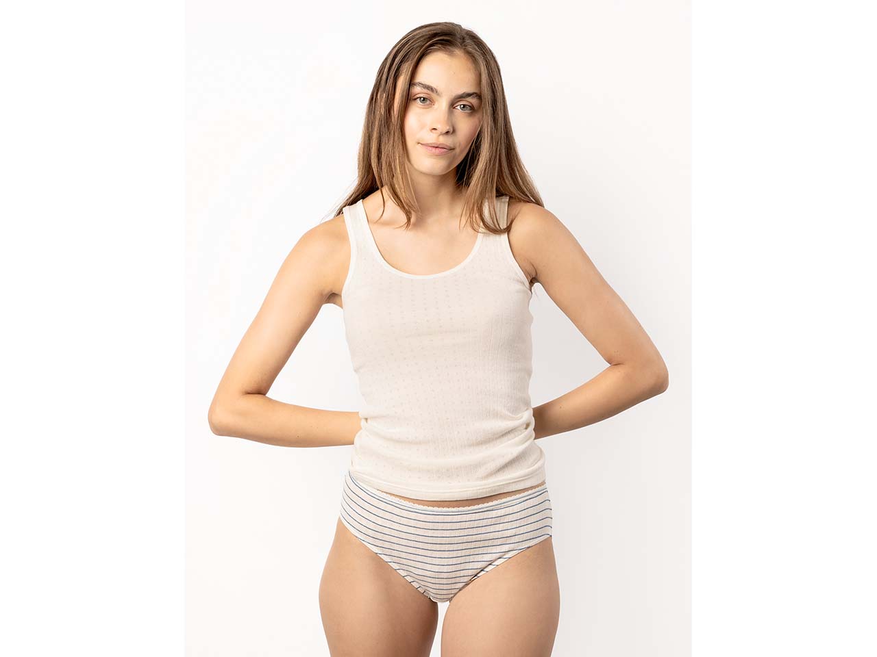 Living Crafts Bio-Damen-Slips "RYLIE" mit Ajourmuster, 2 Stk. natural/seaside, Gr. S