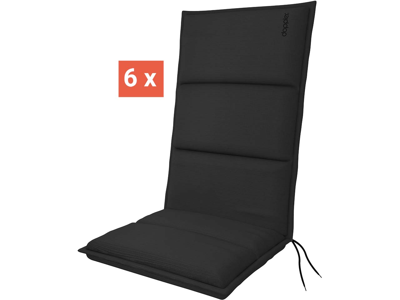 doppler Auflage "CITY" für Hochlehner, 6er-Pack, 119x48x6 cm, Polyester, anthrazit