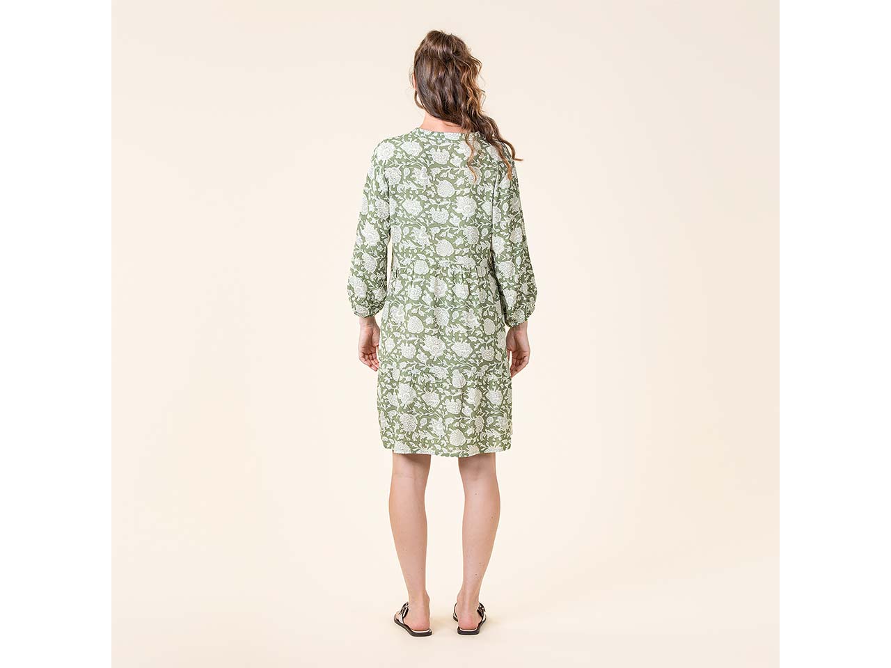 Living Crafts Damen-Midi-Kleid "THYMIANE" mit V-Ausschnitt, botanical/flowers, Gr. 38