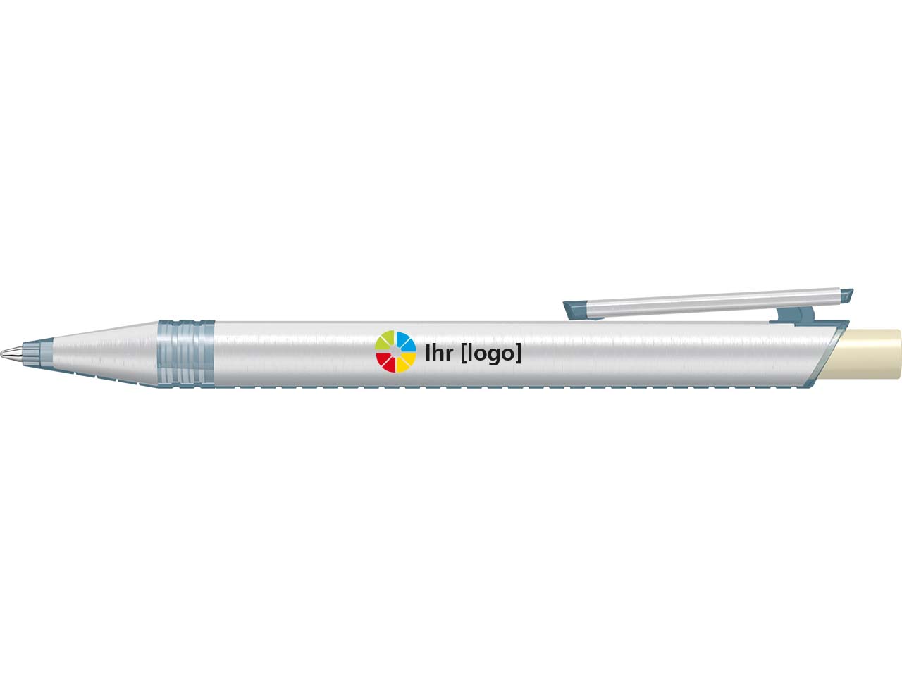 uma Kugelschreiber "recycelt PET PEN ALUMA" mit transparent farbigem Drücker, beige