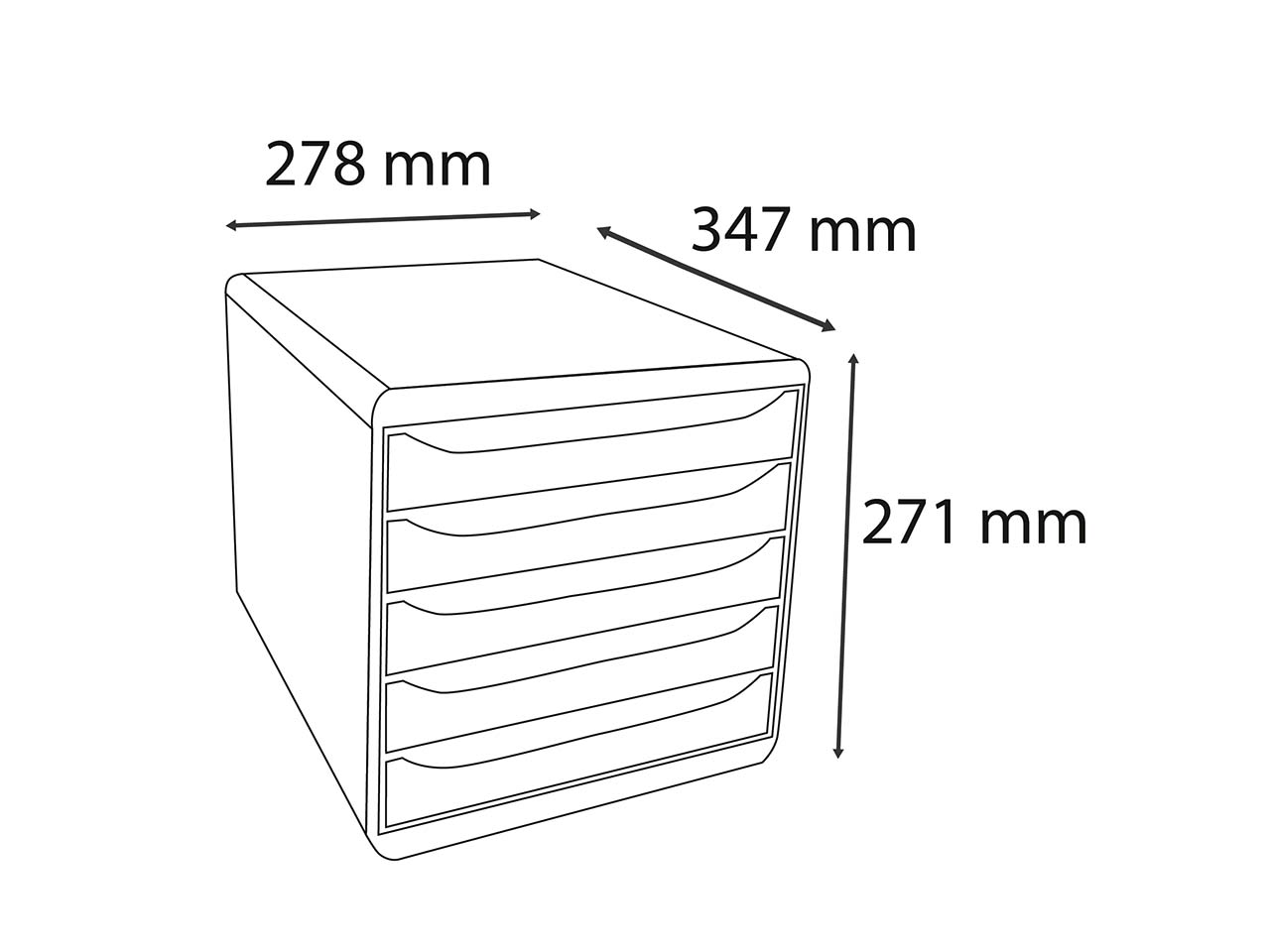 Exacompta Schubladenbox "Iderama", DIN A4+, 5 Schubladen offen, eisblau glänzend