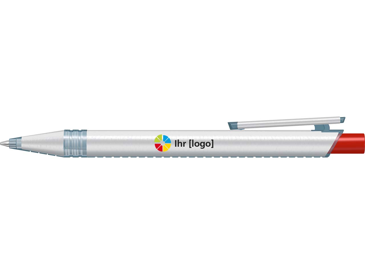 uma Kugelschreiber "recycelt PET PEN ALUMA" mit transparent farbigem Drücker, rot