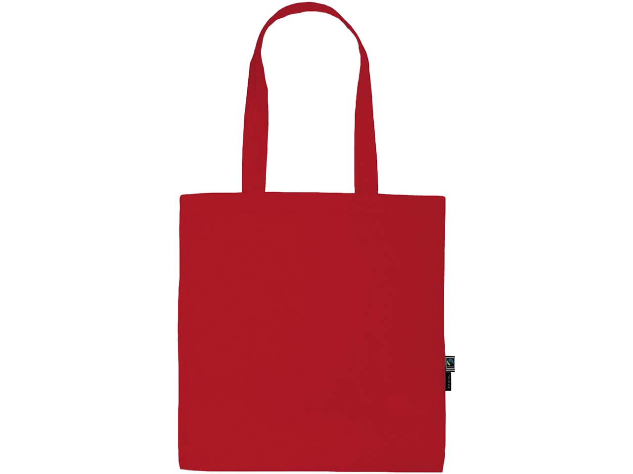 Neutral Bio-Baumwoll-Tragetasche mit langen Henkeln, red