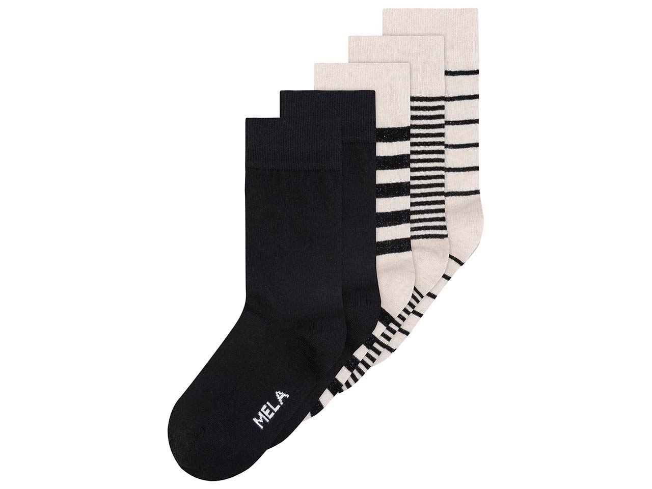 MELA Bio-Socken 'Basic' 5 Paar, mix a lot of black stripes, Gr. 39/42