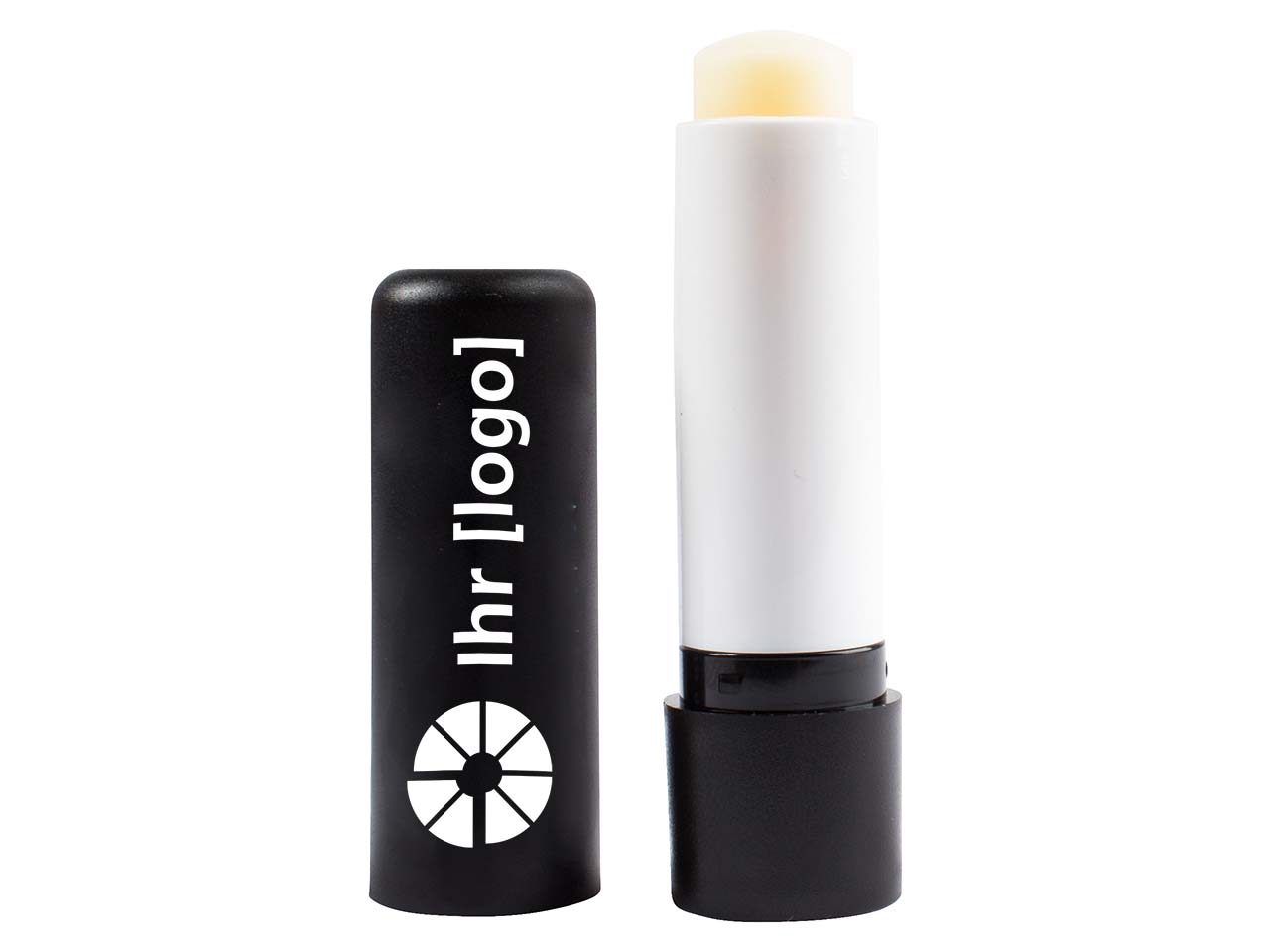 Lippenpflegestift 'Nature' Vanille schwarz aus Recyclingkunststoff mit 1-farbigemAufdruck
