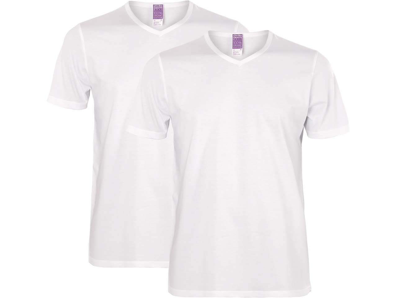 Living Crafts 2er-Pack Bio-Herren-T-Shirts "Dean" weiß, Gr. M