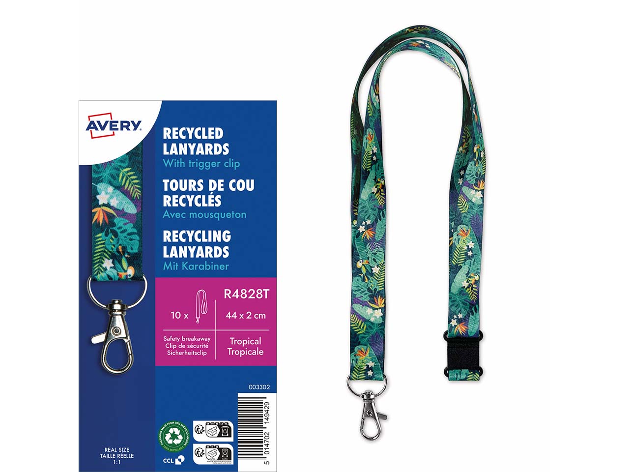 Avery Zweckform 10 Lanyards aus Recyclingkunststoff 440 x 20 mm, tropical
