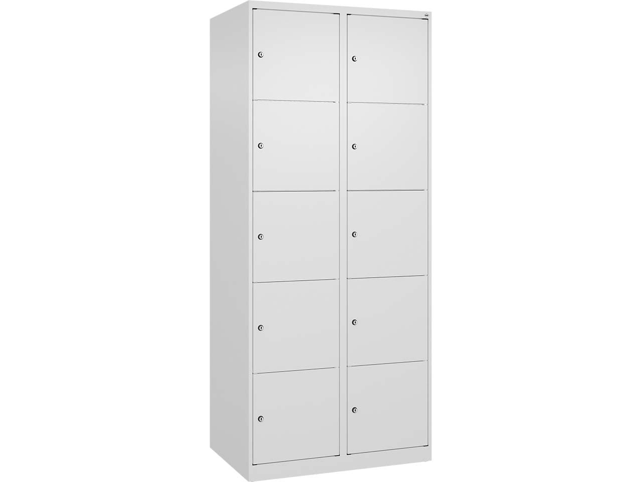C+P Schließfachschrank Classic PLUS, 10 Fächer, 1850x800x500mm, Verkehrsweiß/Verkehrsweiß
