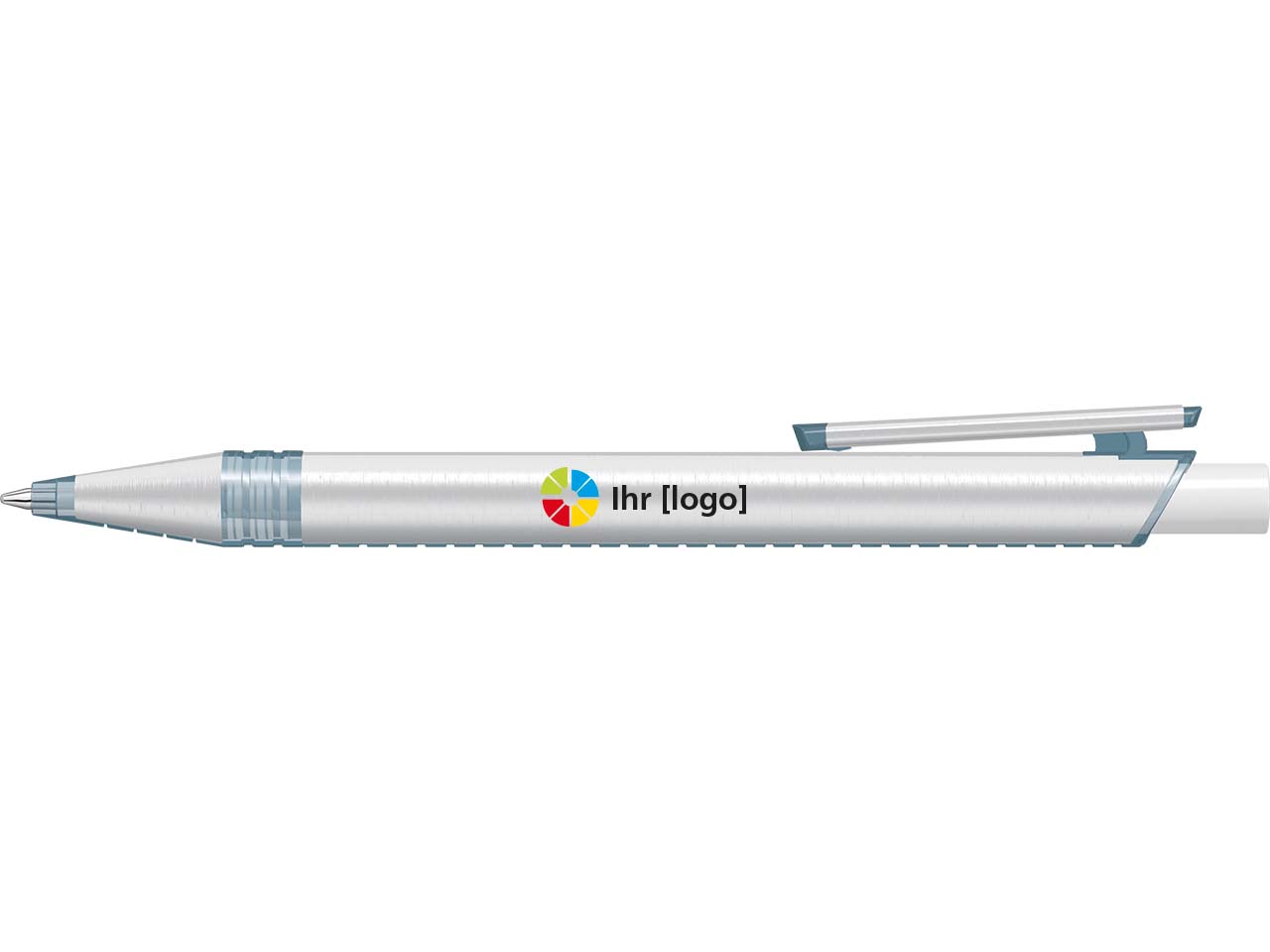 uma Kugelschreiber "recycelt PET PEN ALUMA" mit transparent farbigem Drücker, weiß