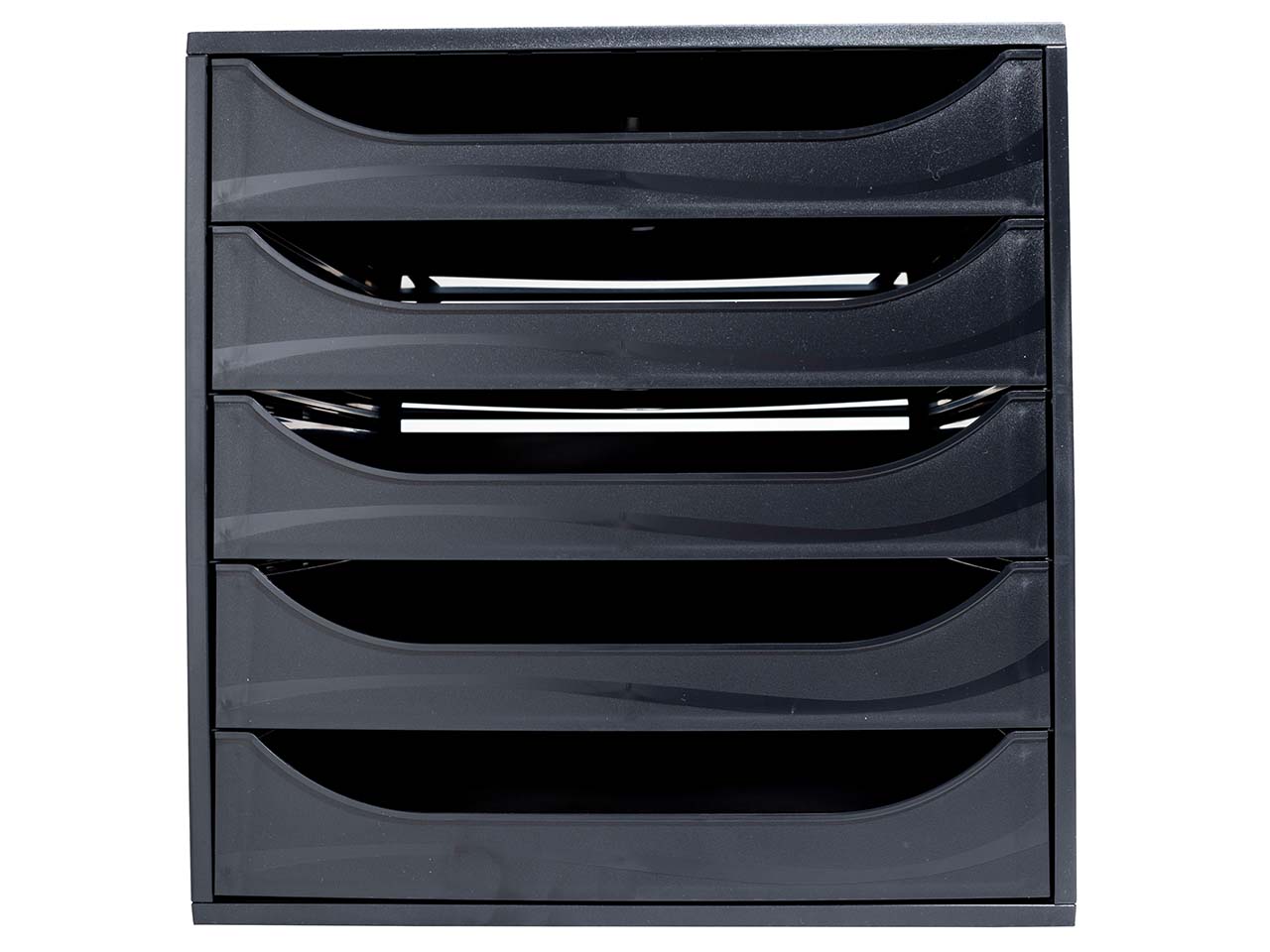Exacompta Schubladenbox "ECOBlack", DIN A4+, 5 Schubladen halboffen, schwarz