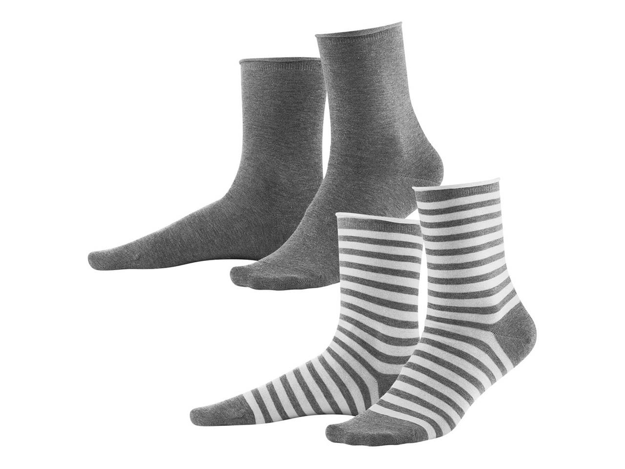 2er-Pack Living Crafts Bio-Damen-Socken "Alexis" stone grey melange, Gr. 35/38