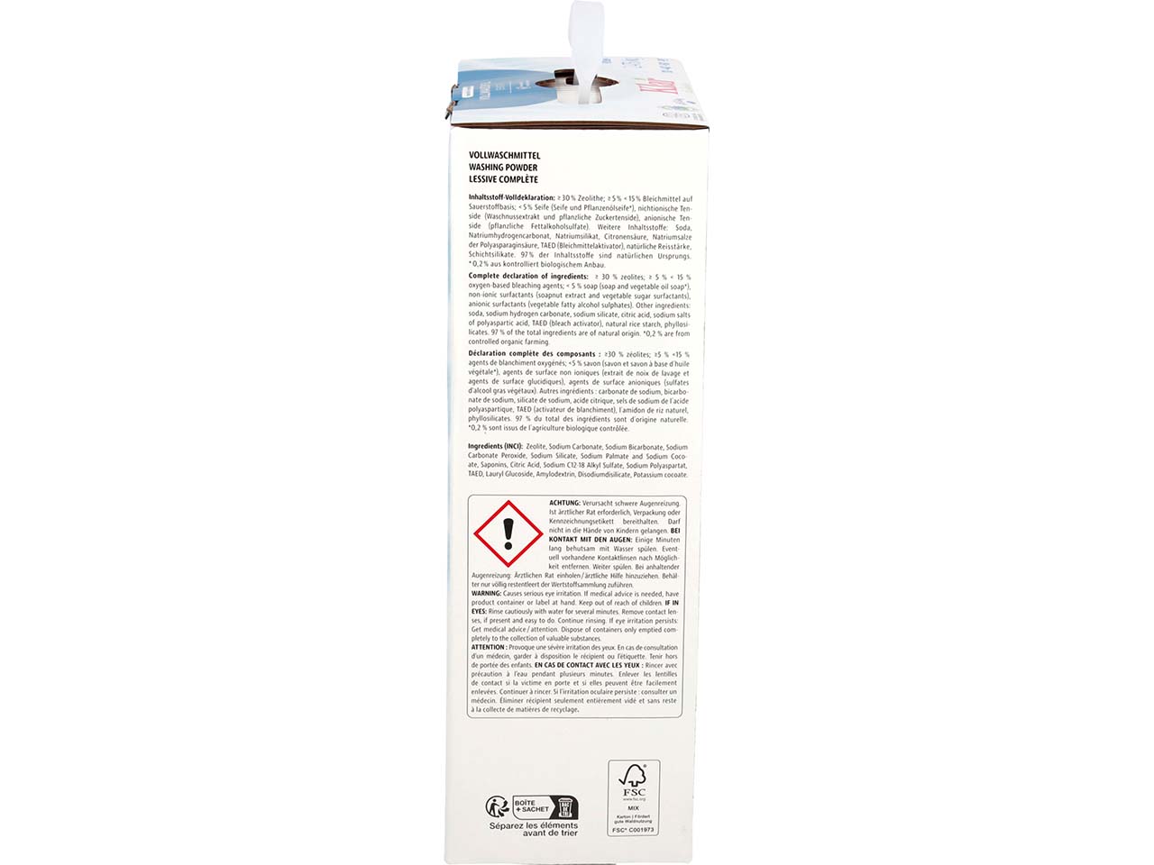 Klar Vollwaschmittel "Sensitive" ohne Duft, 2,475 kg