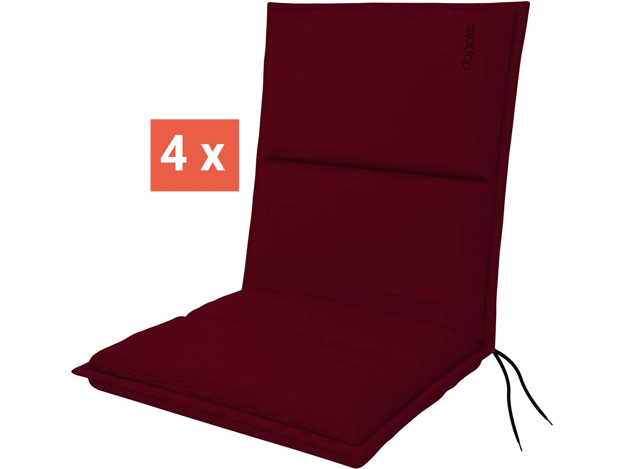 doppler Auflage "CITY" für Niederlehner, 4er-Pack, 100x48x6 cm, Polyester, bordeaux