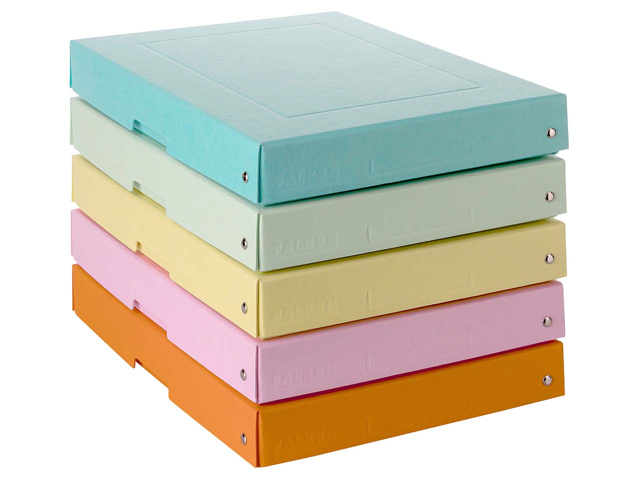 5 Falken Aufbewahrungsboxen "PureBox", 725 g/m², DIN A4, 4 cm Höhe, sortiert