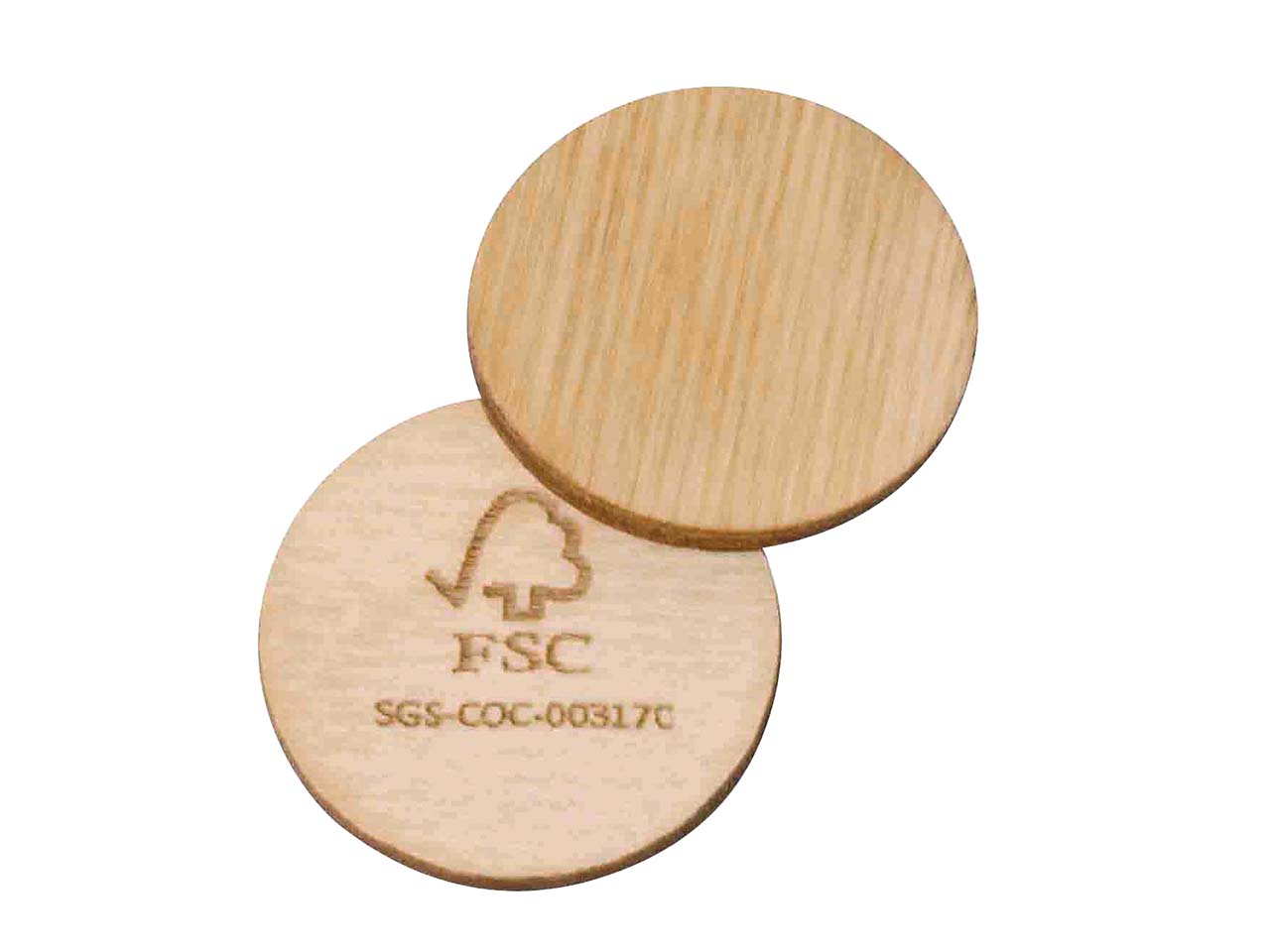 Einkaufswagen-Chip 'Green Coin' mit gelasertem FSC-Logo, FSC-zertifiziert