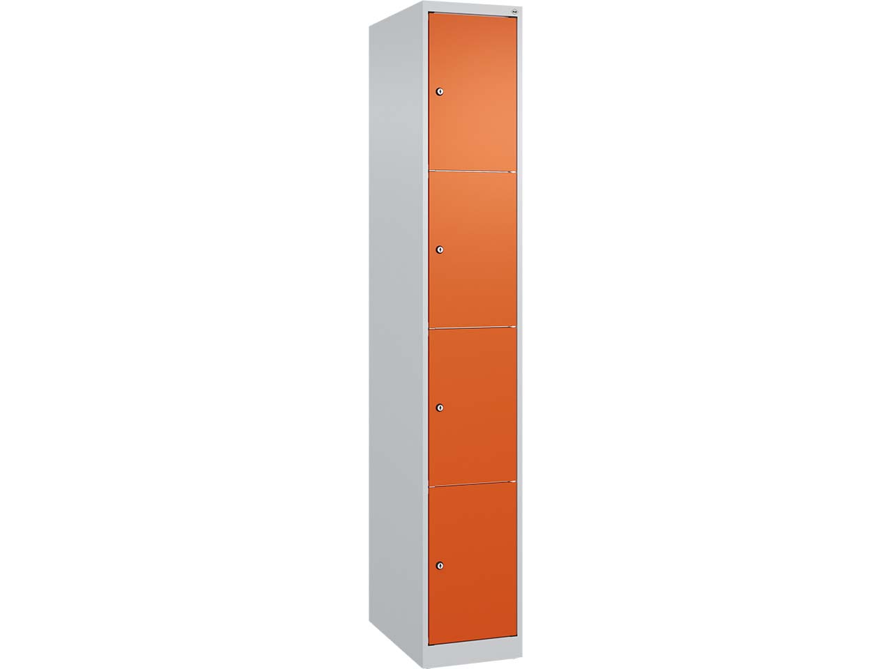 C+P Schließfachschrank Classic PLUS, 4 Fächer, 1850x300x500mm, Lichtgrau/Reinorange