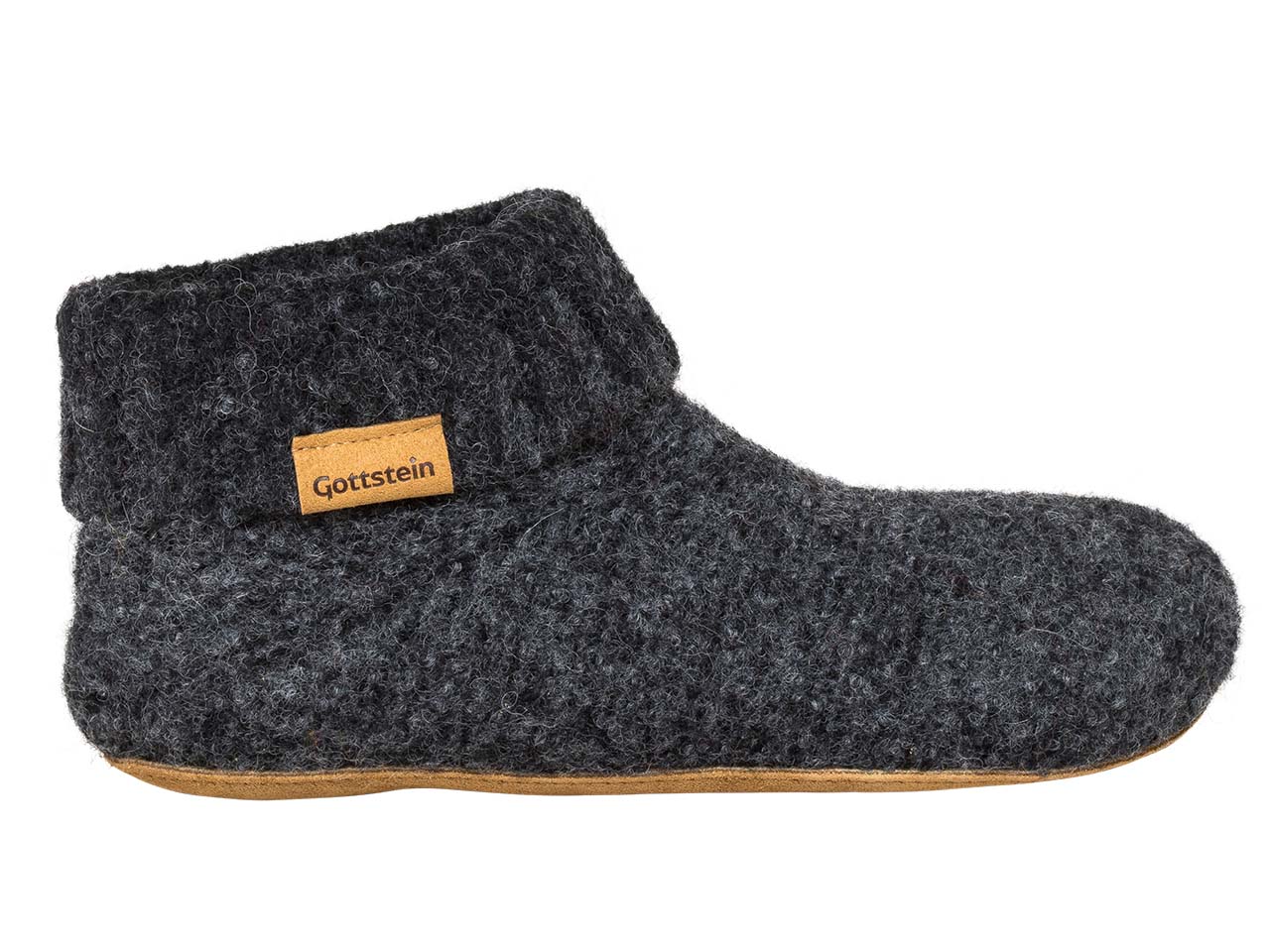 Gottstein Hausschuhe "Knit Boot" schwarz melange, Gr. 42