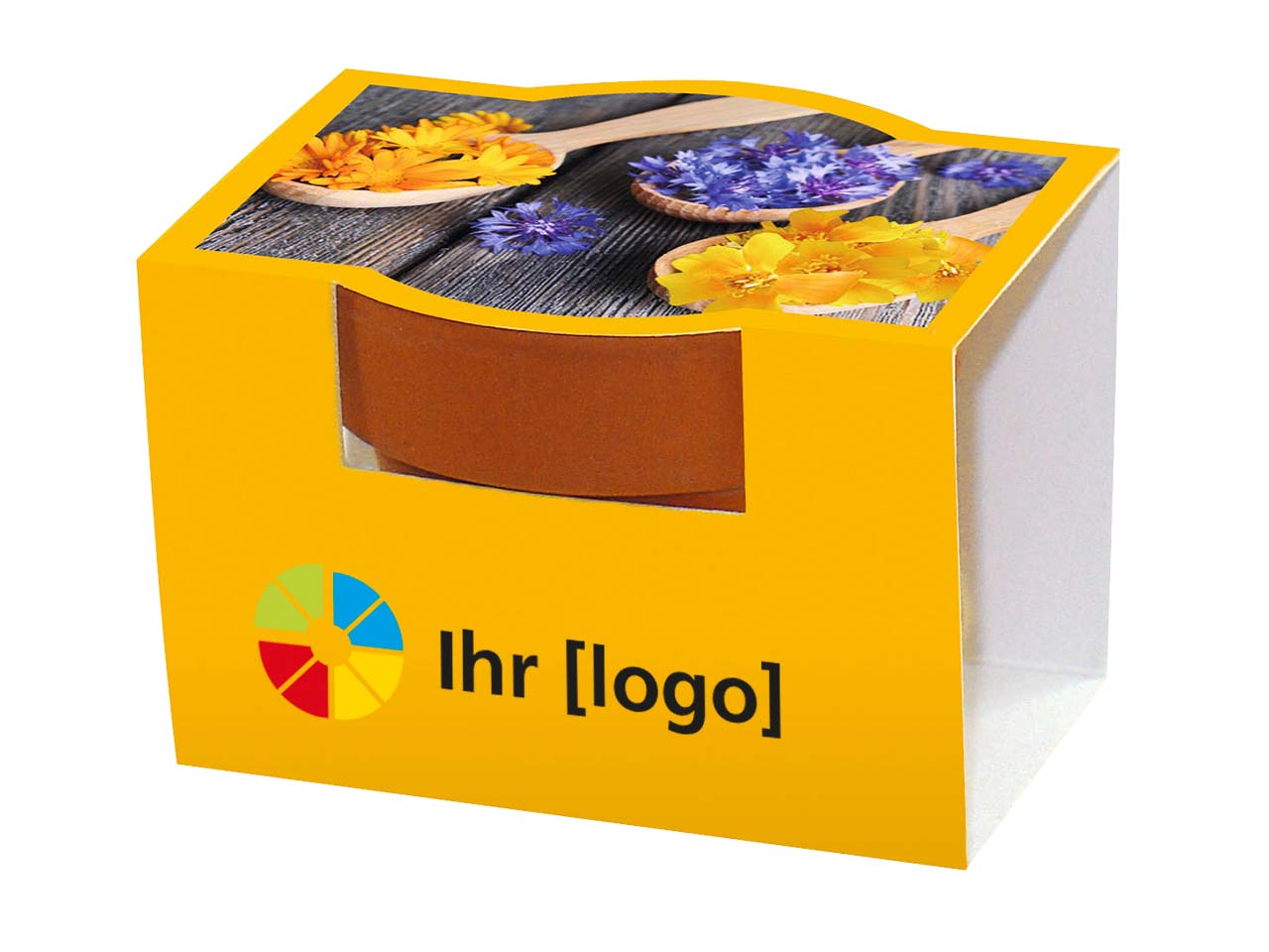 Mini-Pflanzset 'essbare Blüten' inklusive 1-4 farbigem Aufdruck