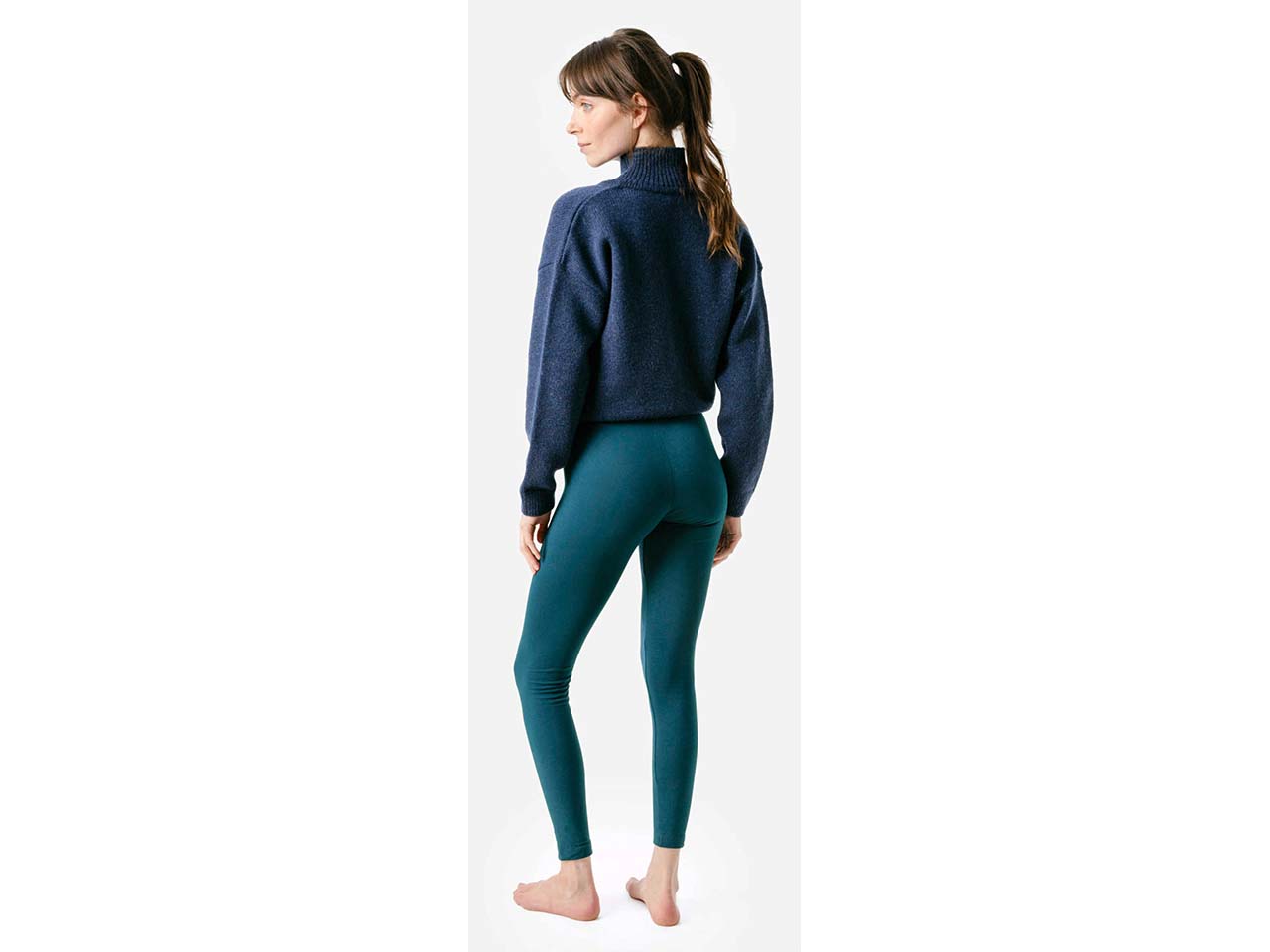 Living Crafts Bio-Damen-Leggings 'ANNEDORE' ohne Seitennähte, storm blue, Gr. S