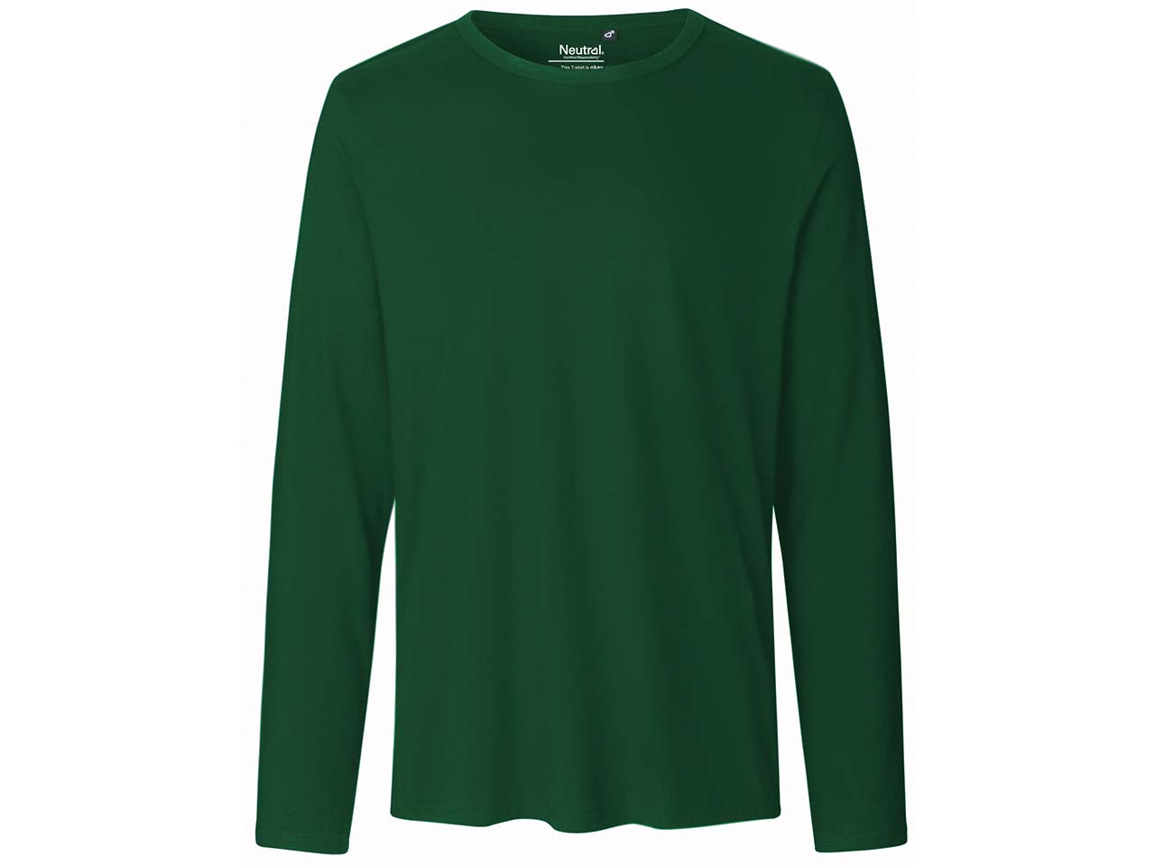 Neutral Bio-Herren-Langarmshirt mit Rundhalsaussschnitt bottle green, Gr. S
