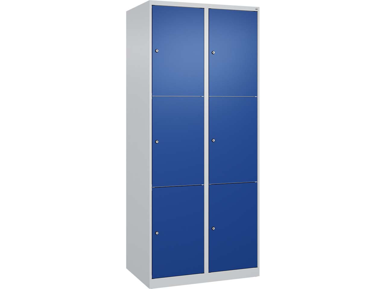 C+P Schließfachschrank Classic PLUS, 6 Fächer, 1850x800x500mm, Lichtgrau/Enzianblau