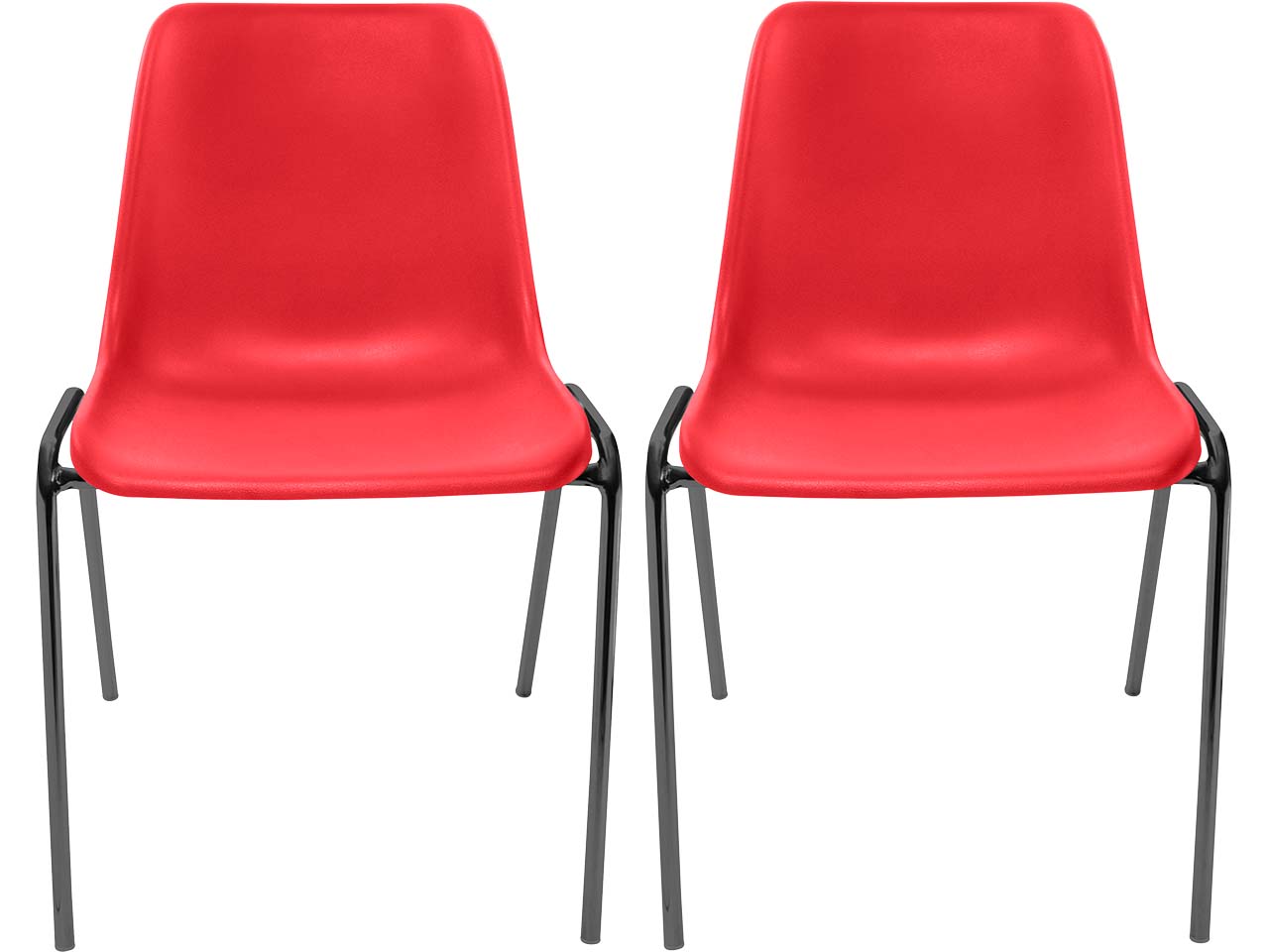 2x Besucherstuhl "ECO" Gestell anthrazit, Kunststoffschale rot