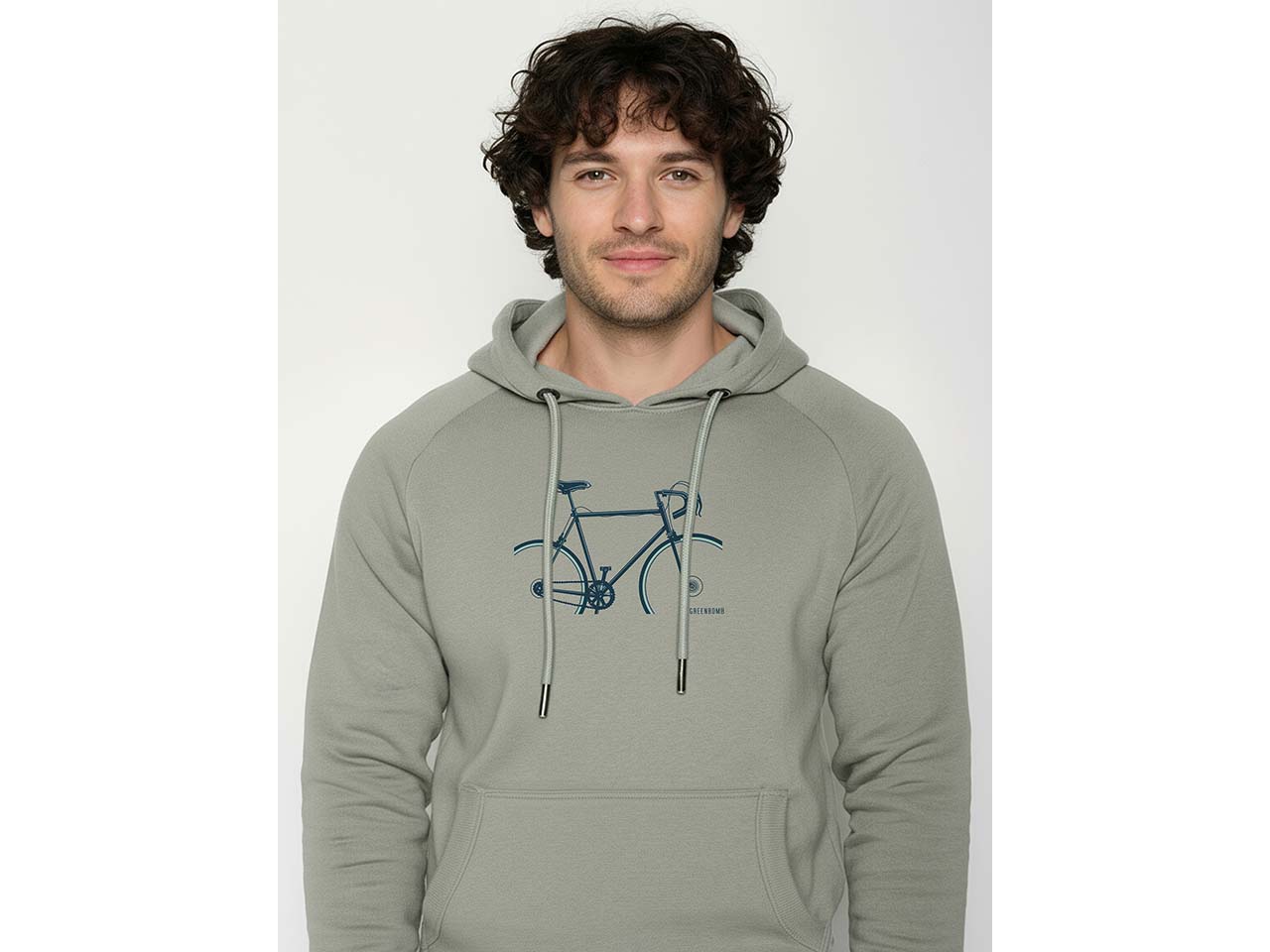 GREENBOMB Bio-Herren-Hoodie 'Bike Crop' mit Taschen, moos mint, Gr. L