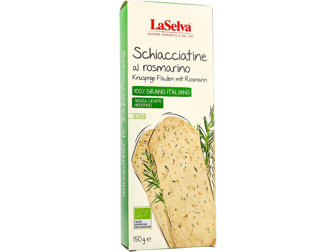 LaSelva Bio-Knusperfladen "Schiacciatine al rosmarino" hefefrei, vegan, 150 g