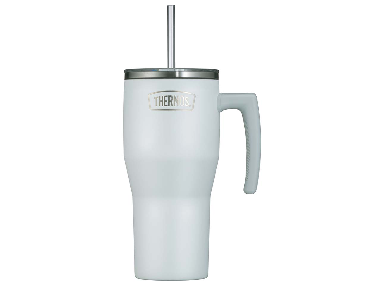 THERMOS Isolier-Trinkbecher "REFRESHING", mit Trinkhalm & Henkel, 850 ml, white mat